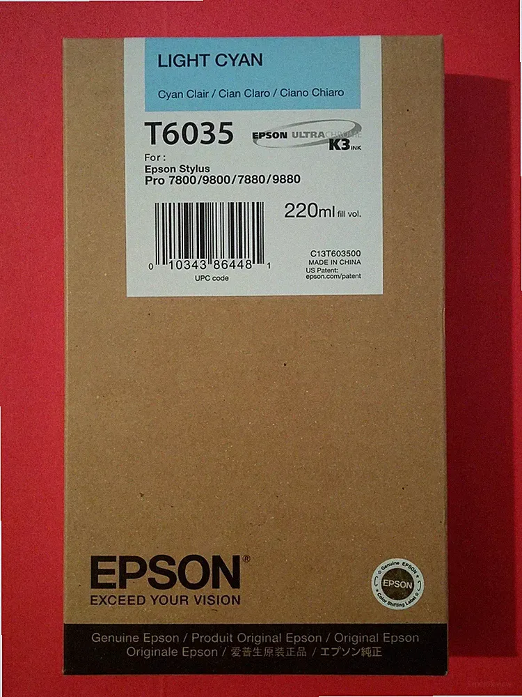 08-2023 NEW 220ml GENUINE EPSON T6035 LIGHT CYAN K3 INK PRO 7800 9800 7880 9880