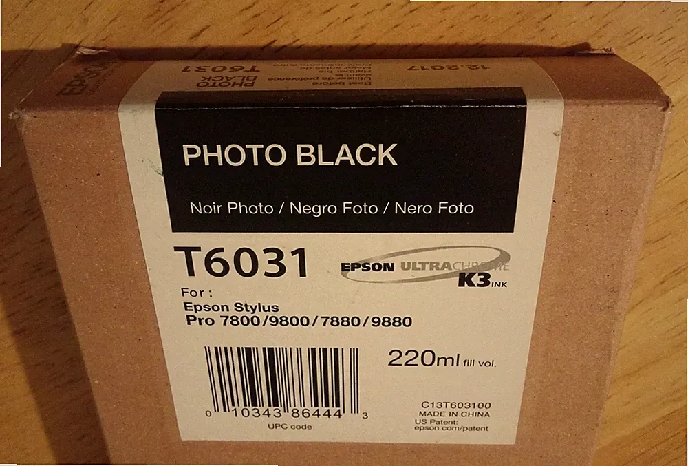 08-2026 GENUINE EPSON T6031 PHOTO BLACK 220ml INK STYLUS PRO 7800 9800 7880 9880