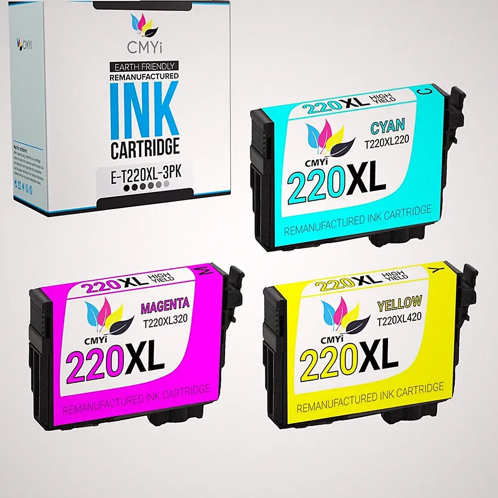 3X CMYi Replacement 220XL Color Ink Cartridges Fits Epson Workforce WF-2630 2660