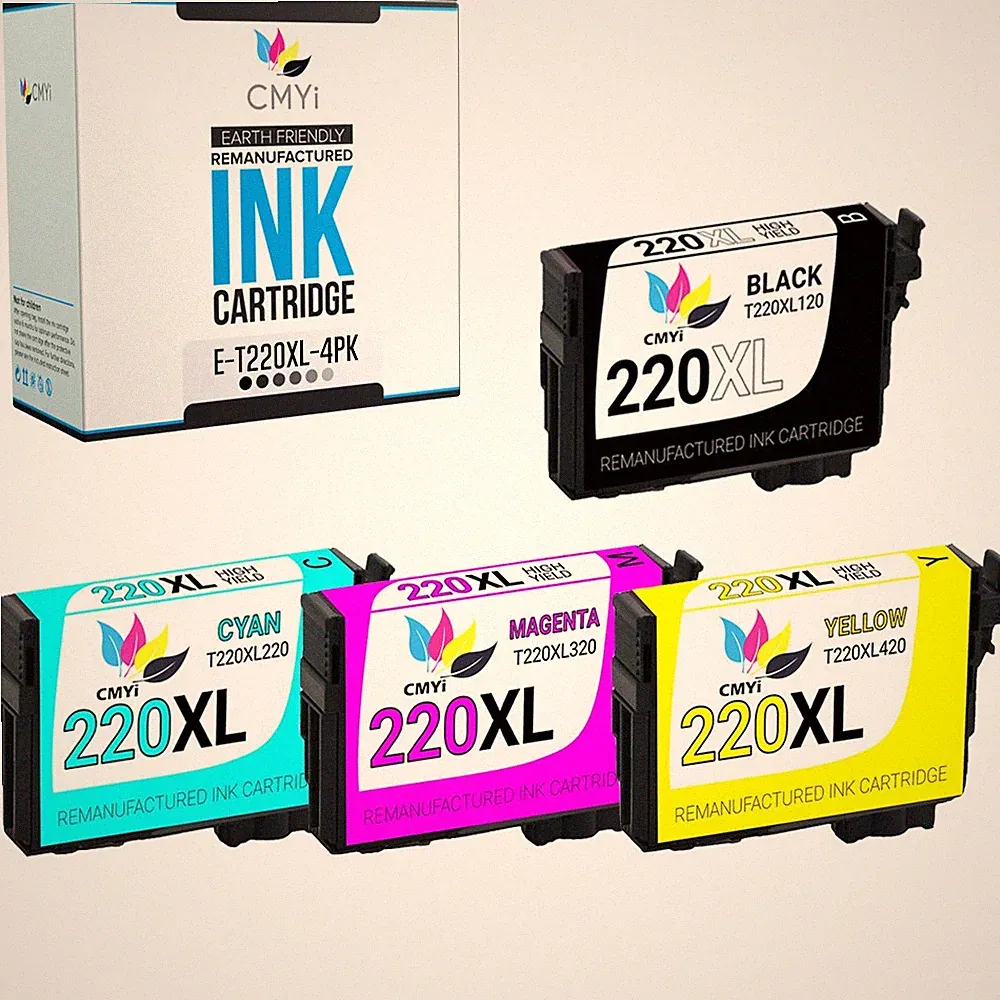 4-Pack CMYi Replacement 220XL Ink Cartridges Fits Epson Workforce WF-2760 2660