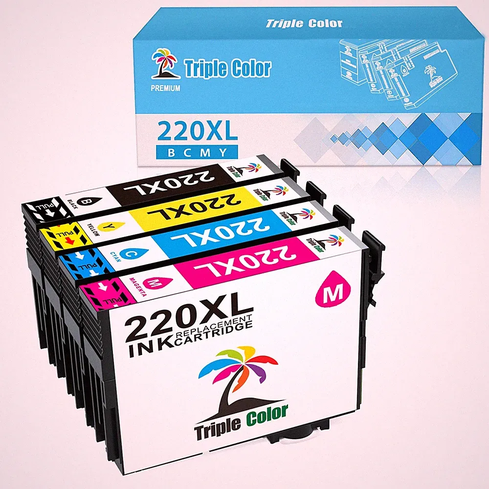 4 PK 220 XL 220-XL Ink Cartridges For Epson XP320 XP420 WF2630 WF2650 WF2660