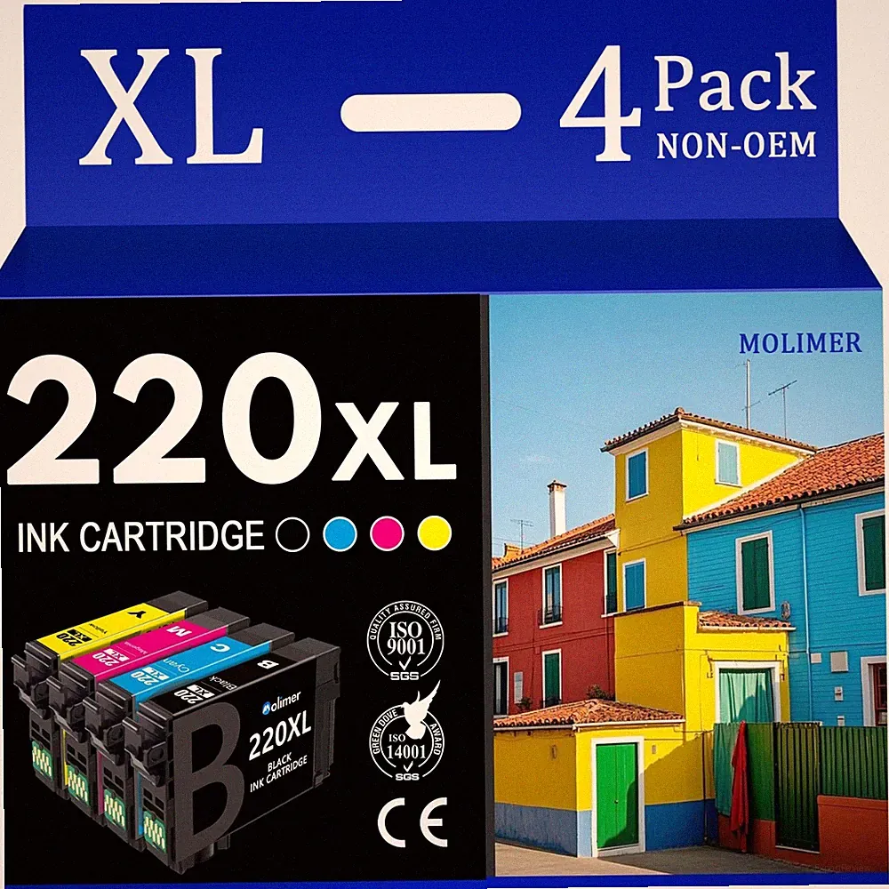 4PK 220XL Ink Cartridges For Epson XP-320 WF-2760 WF-2750 WF-2630 WF-2650