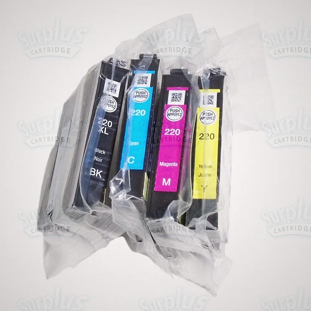 4pk Genuine Epson 220XL Black & 220 Color Ink WF2630 WF2760 WF2660 (NOT Initial)