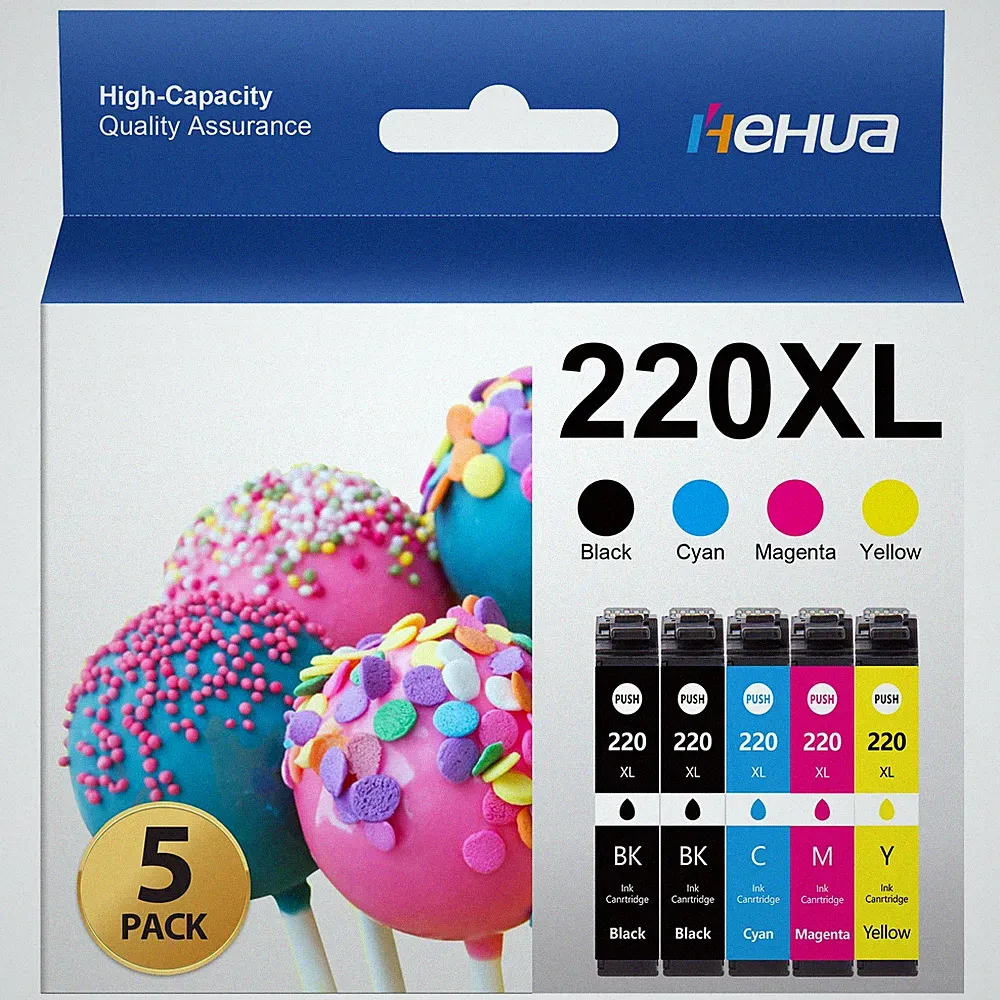 5PK 220XL Ink Cartridges For Epson WorkForce WF-2630 WF-2660 WF-2760 XP420 XP424