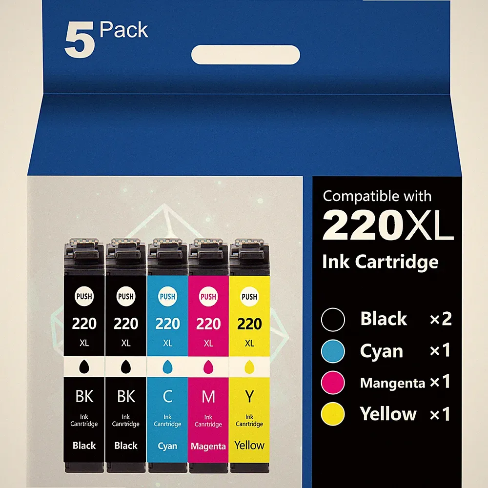 5PK 220XL T220XL Ink Cartridge for Epson XP-420 WF-2750 WF-2760 WF-2630 Printer