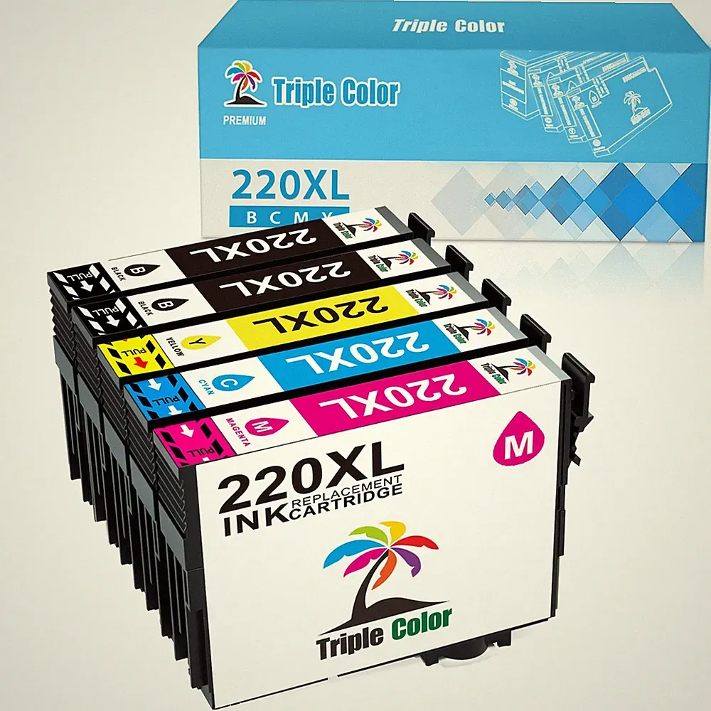 5x 220XL Ink Cartridges 220 XL for Epson WorkForce WF2650 WF2630 WF2750 Printer