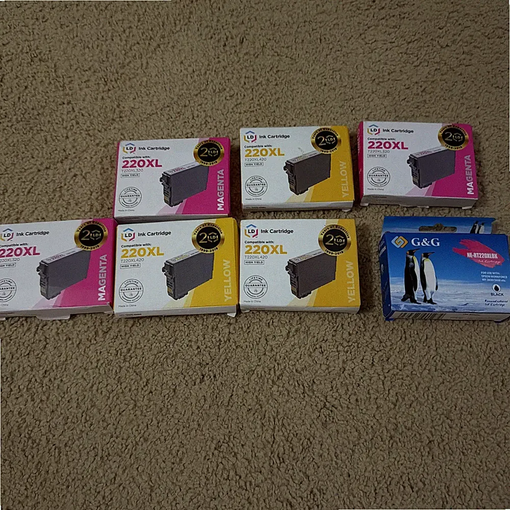 7 Pack LD 220XL Black Ink Cartridges for Epson Printers yellow magenta T220XL
