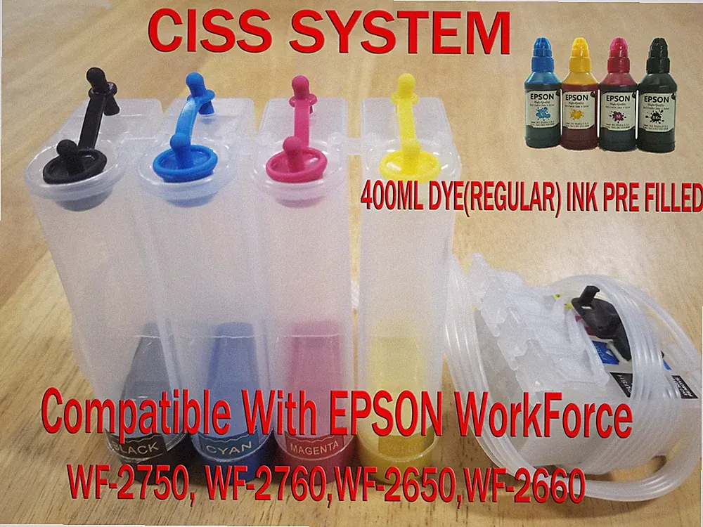 CISS Continuous Ink System Compatible with Epson WF2750,WF2760DYE INK PRE FILLED