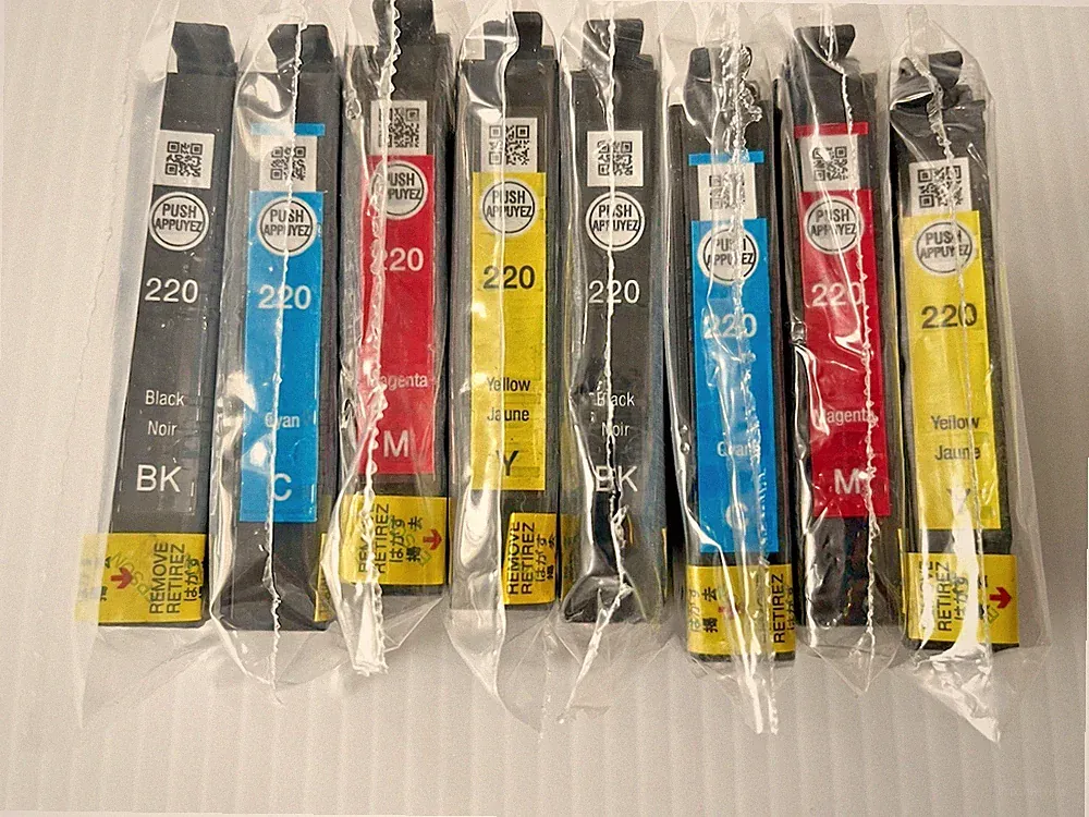 Epson 220 Ink Set of 8 (2 SETS) CMYK NEW OEM Sealed Genuine 2027 Dated WF 2630