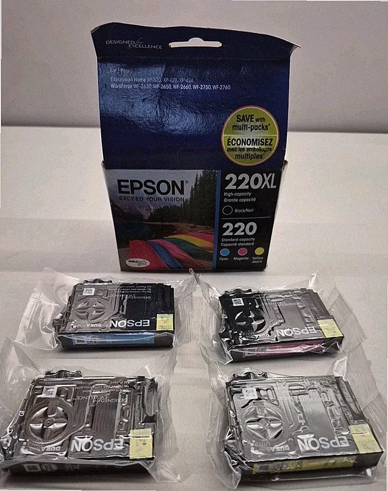 Epson Ink Set 220XL Black 220 Cyan Magenta Yellow. Red Description