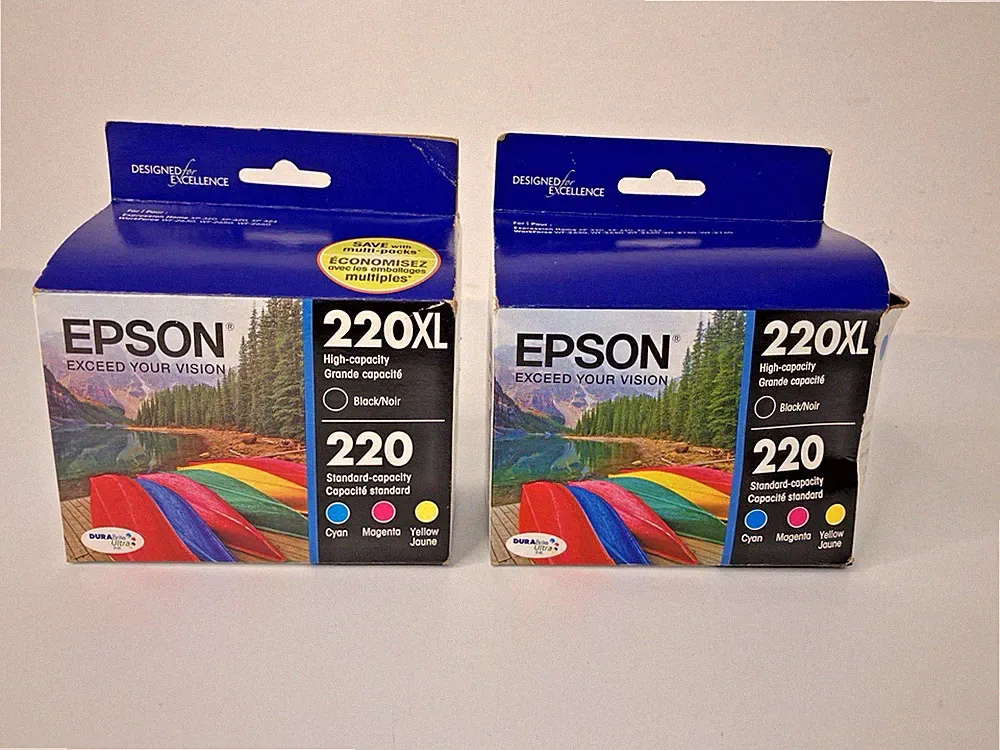 Epson Printer Ink 220XL Black & Color ~ Sealed ~ Exp. 7/2018 & 7/2021