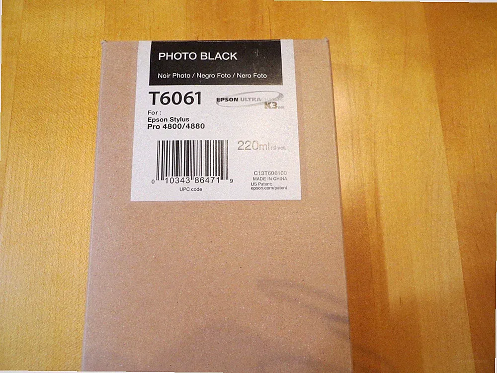 Epson T6061 UltraChrome K3 Photo Black Ink Cartridge 220ml Stylus Pro 4800, 4880