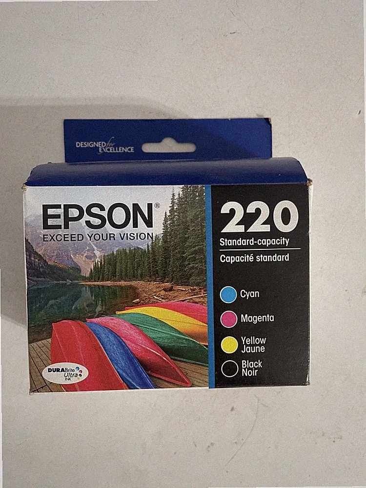 Genuine Epson 220 Ink Cartridges 4 Pack Black CMY Combo New OEM Exp 11/2026