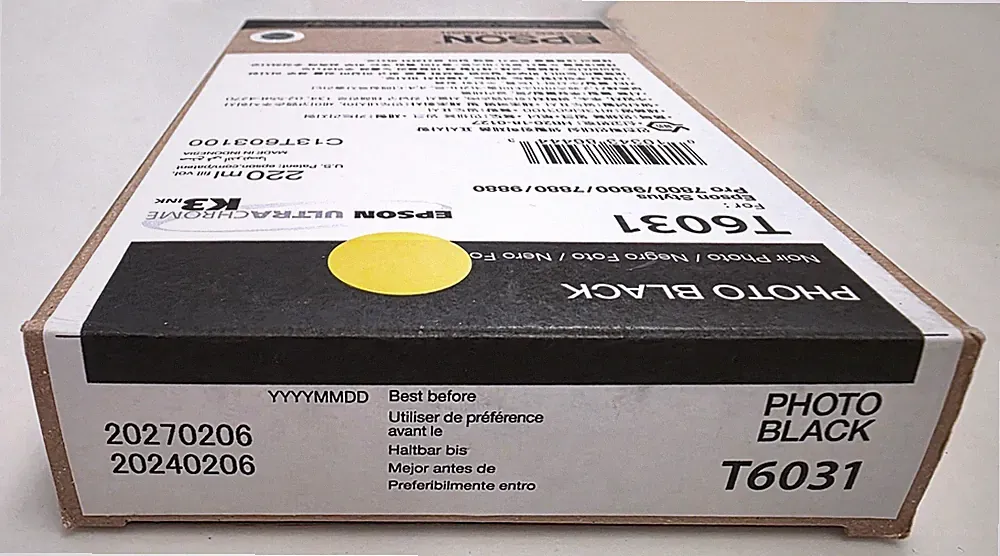 GENUINE EPSON T6031 PHOTO BLACK 220ml INK STYLUS PRO 7800 7880 9800 9880 02/2027
