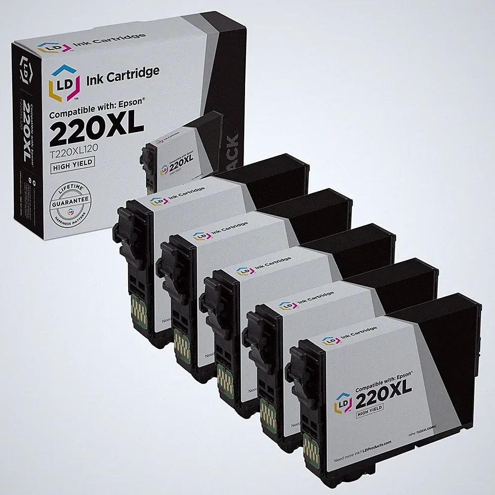 LD 5PK Epson T220XL120 220XL High Yield Black Ink Cartridges for XP-320 XP-420